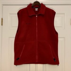 Columbia - red fleece vest, zip pockets, Men’s L